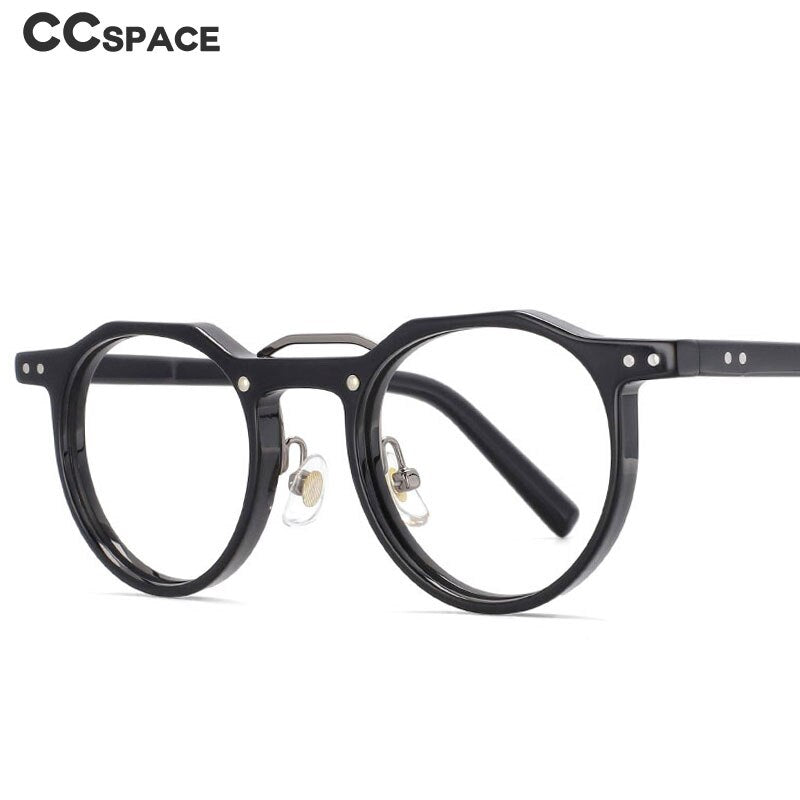 CCSpace Women's Full Rim Round Double Bridge Acetate Alloy Frame Eyeglasses 53894 Full Rim CCspace   