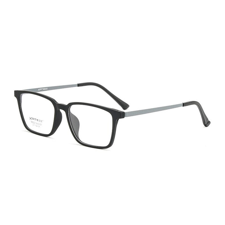 Hotony Unisex Full Rim Square TR 90 Resin B Titanium Frame Eyeglasses Full Rim Hotony BlackGray  