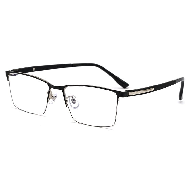 KatKani Men's Semi Rim Titanium Alloy Frame Eyeglasses 8305z Semi Rim KatKani Eyeglasses Black Silver  