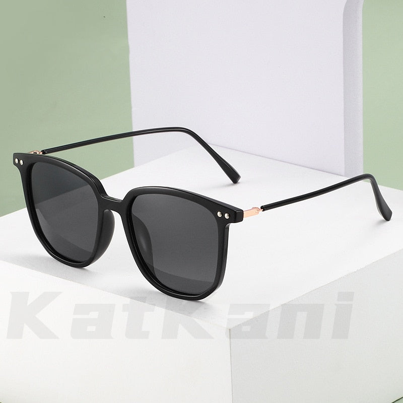 KatKani Unisex Full Rim TR90 Resin Plated Metal Square Frame Polarized Sunglasses P268 Sunglasses KatKani Sunglasses   