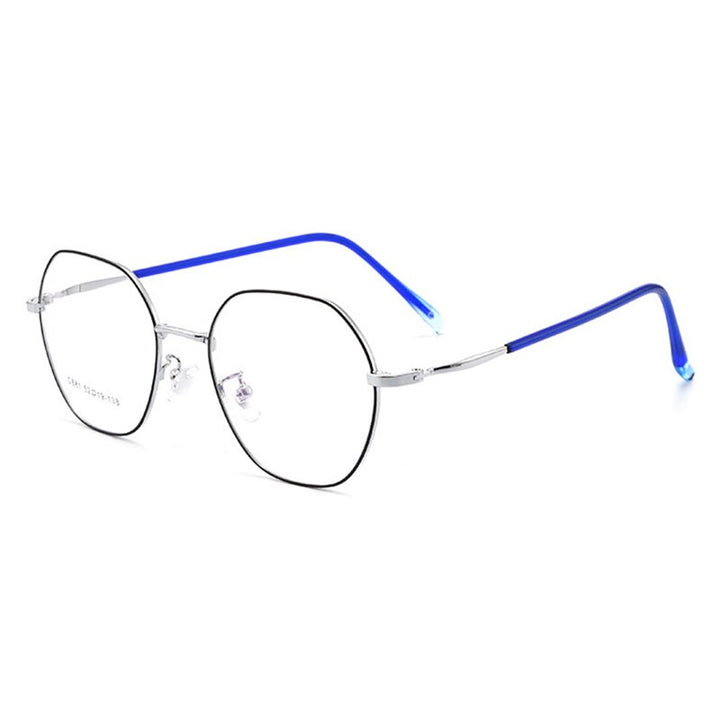 Hotony Unisex Full Rim Polygon Alloy Frame Spring Hinge Eyeglasses D881 Full Rim Hotony Black Silver  