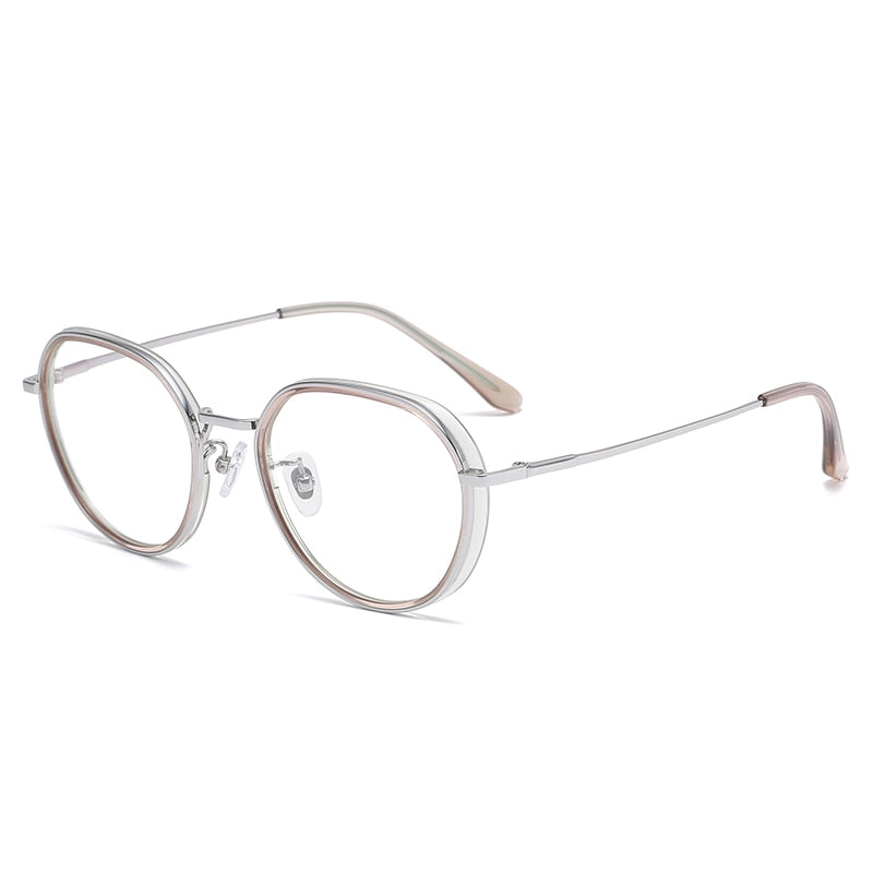 Reven Jate Unisex Eyeglasses 3094 Pure Titanium Round Frame Reven Jate white  