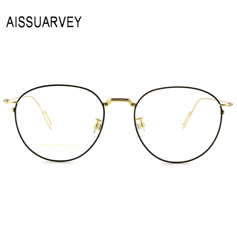 Aissuarvey Women's Full Rim Round Titanium Frame Eyeglasses Asl8020 Full Rim Aissuarvey Eyeglasses   