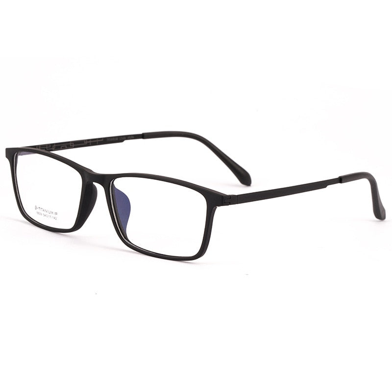 Yimaruili Men's Full Rim TR 90 Resin β Titanium Frame Eyeglasses 8809X Full Rim Yimaruili Eyeglasses Black  