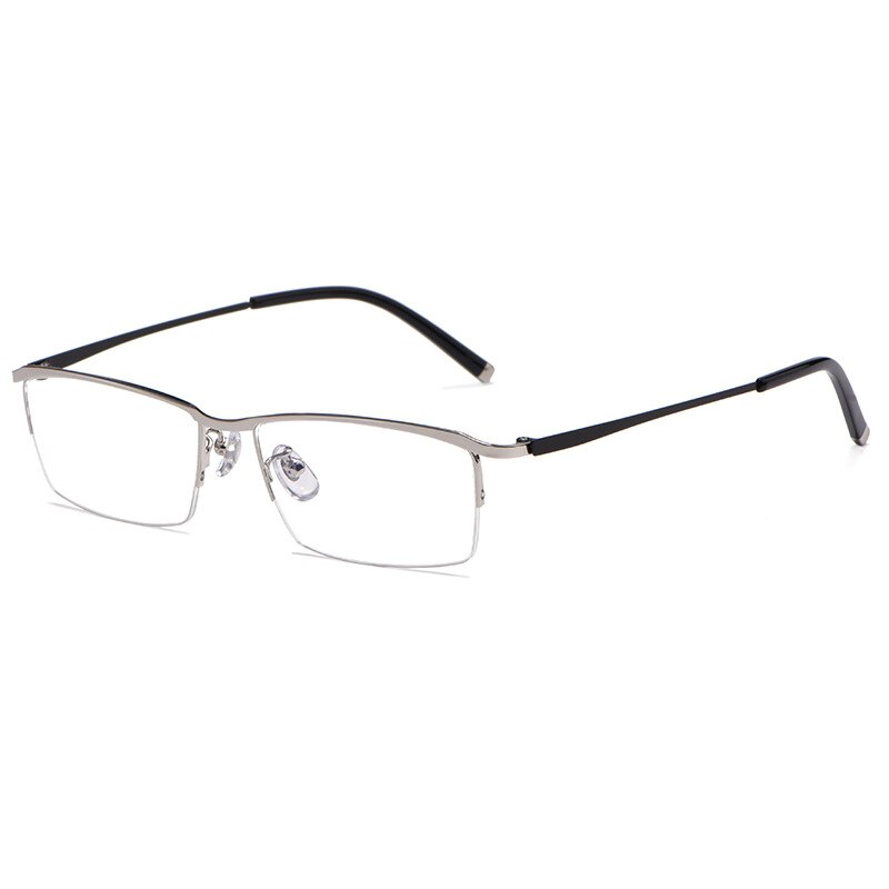 Hotochki Men's Semi Rim Alloy Frame Eyeglasses Z17003 Semi Rim Hotochki Silver  
