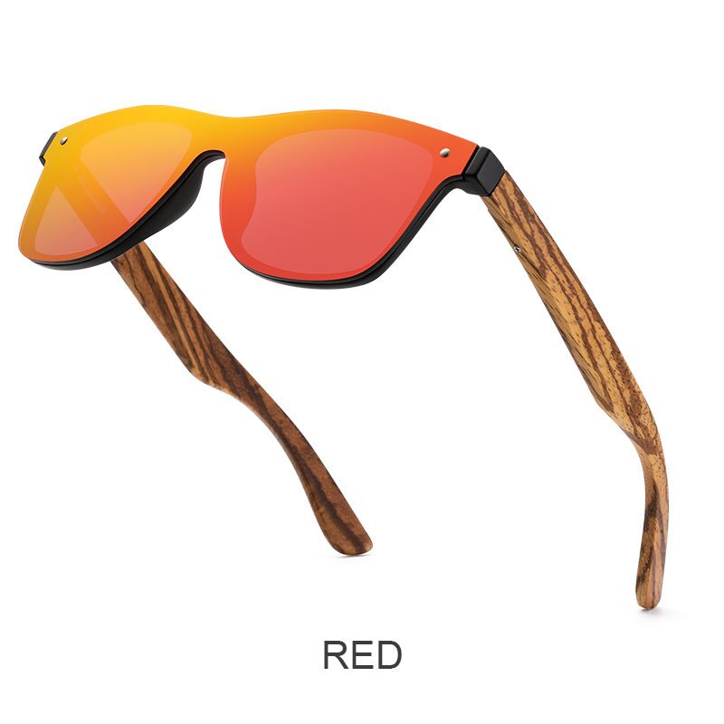 Yimaruili Women's Rimless One Piece Bamboo Wood Frame Polarized Sunglasses 8021 Sunglasses Yimaruili Sunglasses Red  