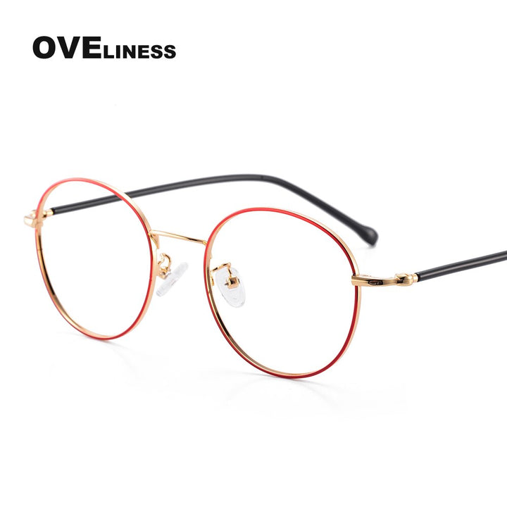 Oveliness Women's Full Rim Round Alloy Eyeglasses 2676 Full Rim Oveliness red gold  