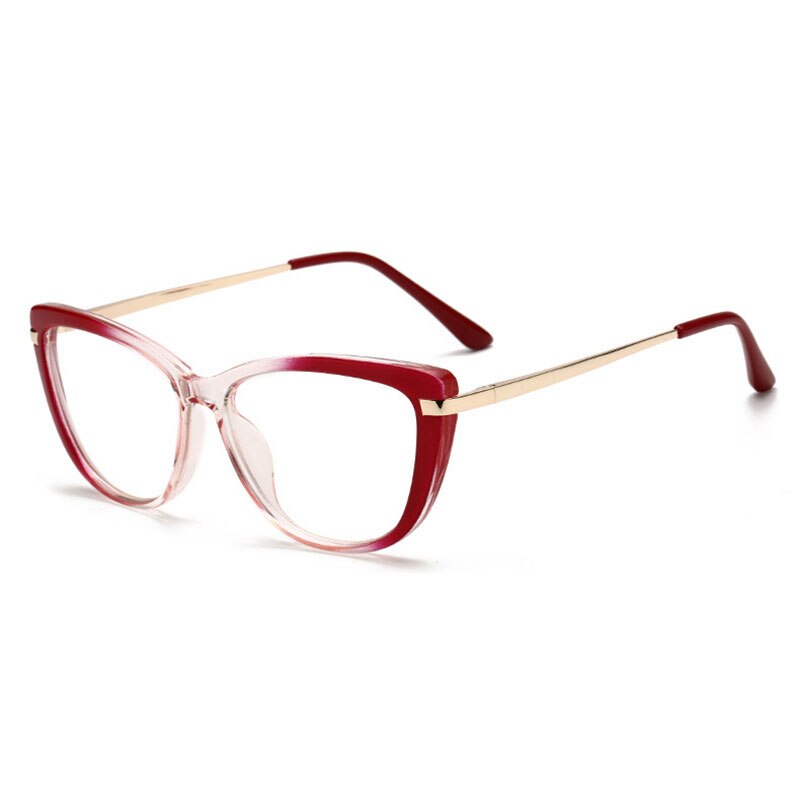 Hotony Unisex Full Rim Cat Eye Alloy Acetate Frame Spring Hinge Eyeglasses 32014 Full Rim Hotony   