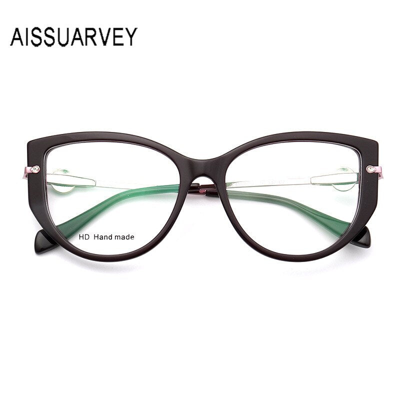 Aissuarvey Acetate Full Rim Cat Eye Frame Metal Temple Womens Eyeglasses L4504 Full Rim Aissuarvey Eyeglasses C2 CN 