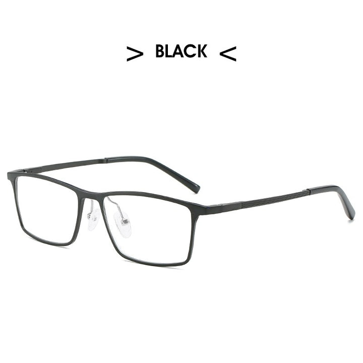 Hdcrafter Men's Full Rim Square Alloy Frame Eyeglasses P6308 Full Rim Hdcrafter Eyeglasses BLACK  