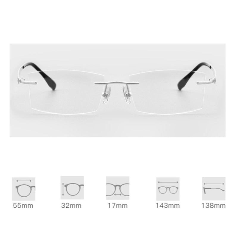 Yimaruili Men's Rimless Titanium Rectangle Frame Eyeglasses 89518 Rimless Yimaruili Eyeglasses   