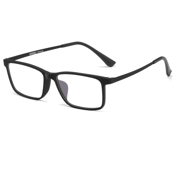 Yimaruili Men's Full Rim Resin Titanium Frame Eyeglasses HR8085 Full Rim Yimaruili Eyeglasses Black  