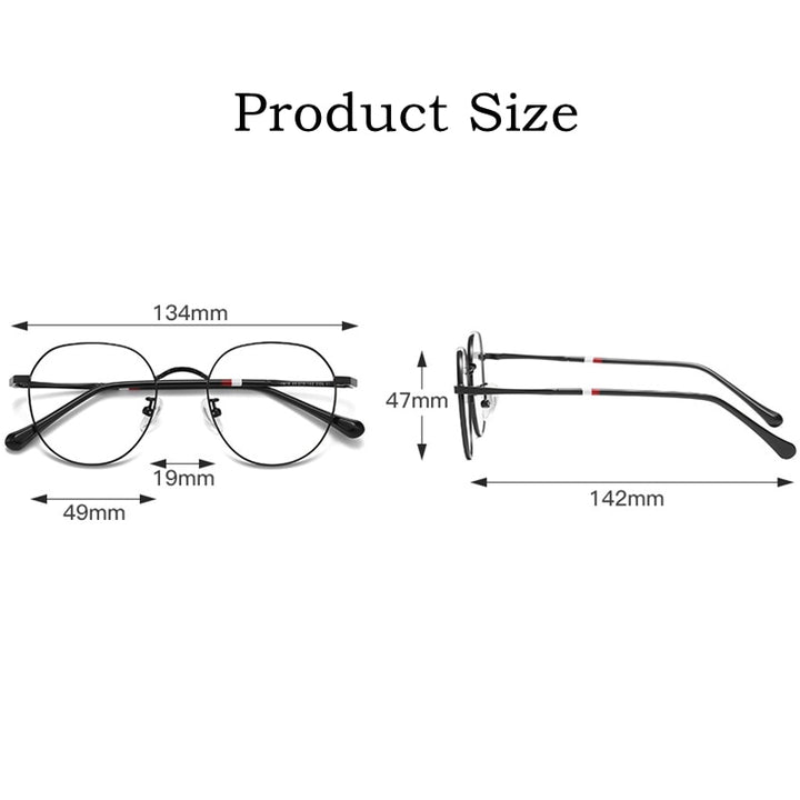 Yimaruili Unisex Full Rim Round Alloy Frame Eyeglasses Y1919 Full Rim Yimaruili Eyeglasses   