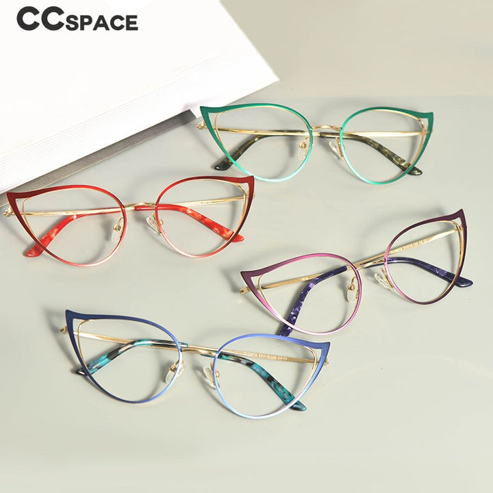 CCSpace Women's Full Rim Cat Eye Alloy Frame Eyeglasses 53445 Full Rim CCspace   