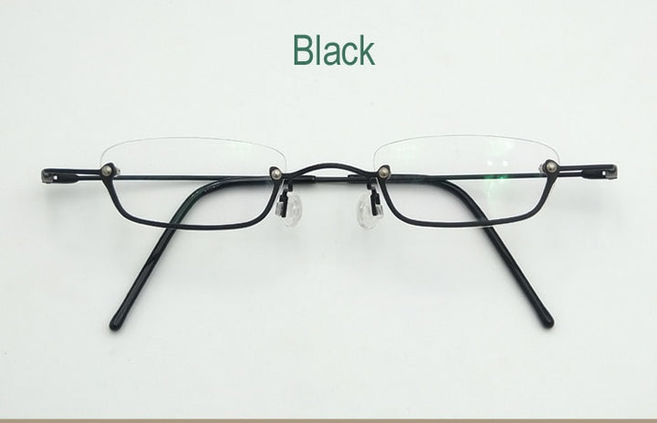 Unisex Small Square Semi Rim Stainless Steel Reading Glasses Reading Glasses Yujo China 0 black