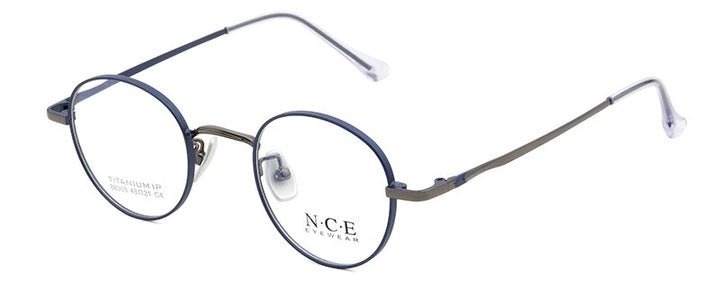 Bclear Unisex Eyeglasses Titanium Round Full Rim Sc88303 Full Rim Bclear blue gray  