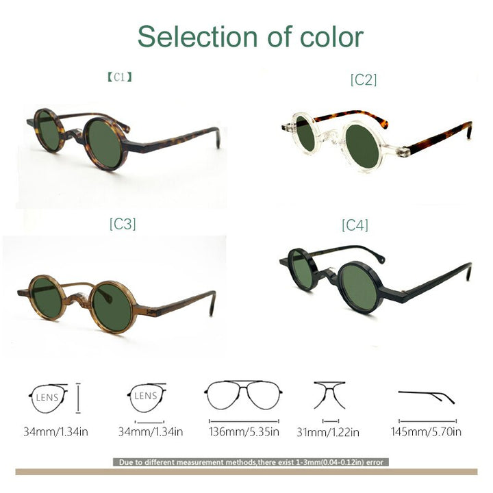 Unisex Round Polarized Lens Sunglasses Acetate Frame Sunglasses Yujo   