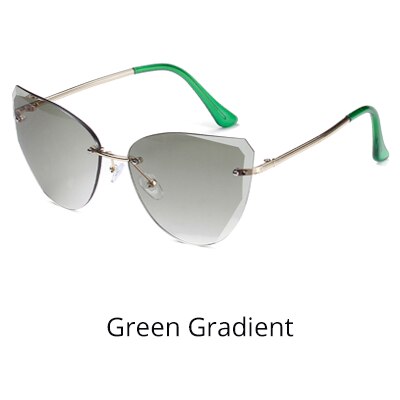 Ralferty Women's Sunglasses Rimless Cat Eye W Sunglasses Ralferty Green Gradient China 