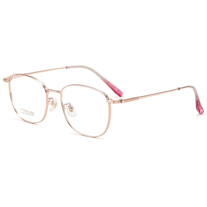 KatKani Unisex Full Rim Titanium Round Frame Eyeglasses  K5013 Full Rim KatKani Eyeglasses Rose Gold  