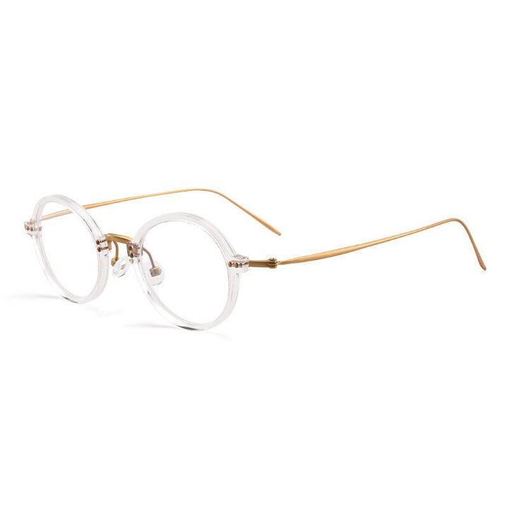 Aissurvey Small Round Titanium Full Rim Frame Eyeglasses Unisex Full Rim Aissuarvey Eyeglasses Clear golden  