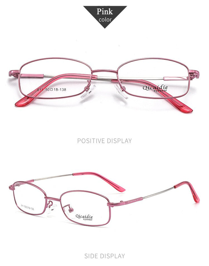 Unisex Full Rim Memory Alloy Frame Eyeglasses S611 Full Rim Bclear Pink  
