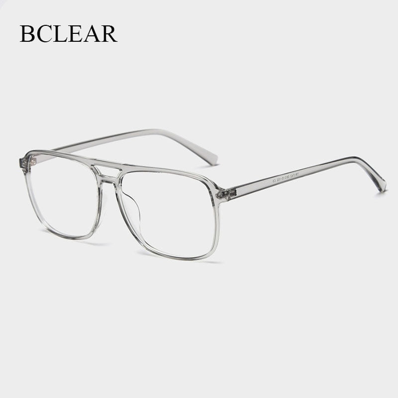 Men's Tr 90 Titanium Double Bridge Full Rim Eyeglasses H8024 Full Rim Bclear   