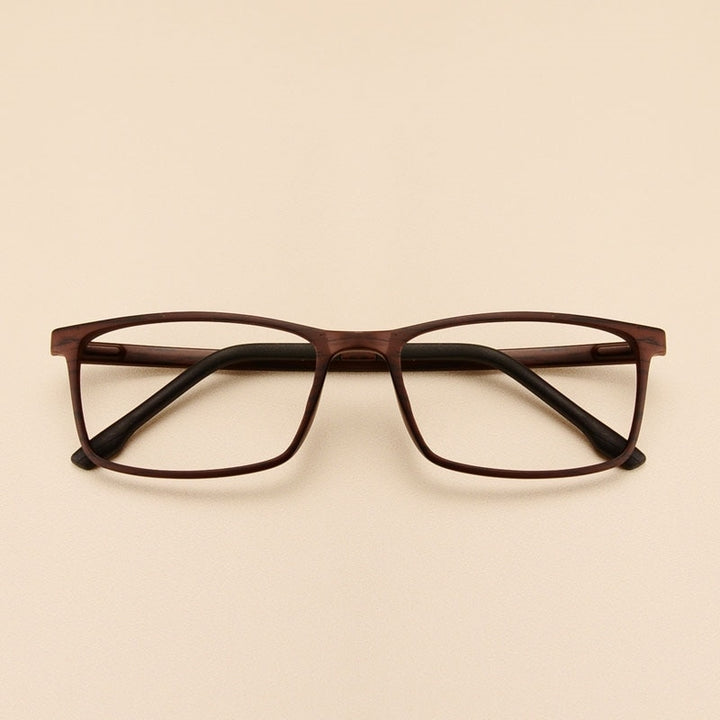 Yimaruili Unisex Full Rim Imitation Wood Grain Resin Frame Eyeglasses 98056 Full Rim Yimaruili Eyeglasses Brown  
