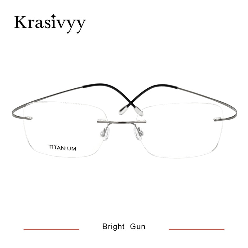 Krasivyy Unisex Rimless Square Screwless Titanium Eyeglasses Kr16016 Rimless Krasivyy Bright Gun  