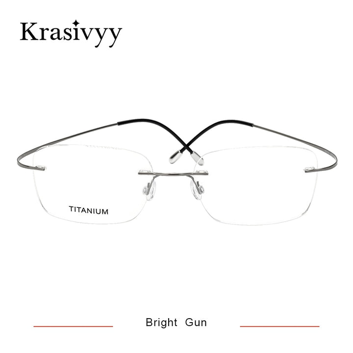 Krasivyy Unisex Rimless Square Screwless Titanium Eyeglasses Kr16016 Rimless Krasivyy Bright Gun  