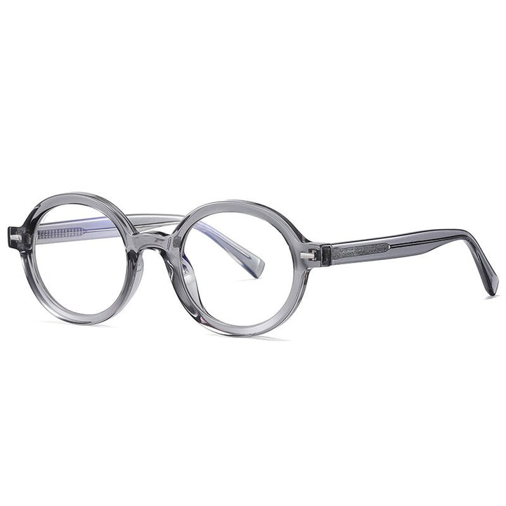 Gmei Unisex Full Rim TR 90 Titanium Round Frame Eyeglasses 2092 Full Rim Gmei Optical C6 Transparent Grey  
