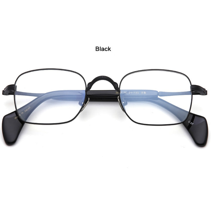 Muzz Unisex Full Rim Square Hand Crafted Titanium Acetate Frame Eyeglasses M3660 Full Rim Muzz Black  
