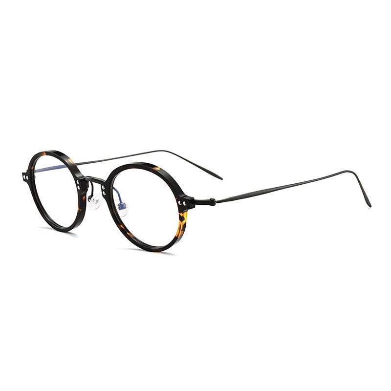 Aissurvey Small Round Titanium Full Rim Frame Eyeglasses Unisex Full Rim Aissuarvey Eyeglasses Tortoise gray  