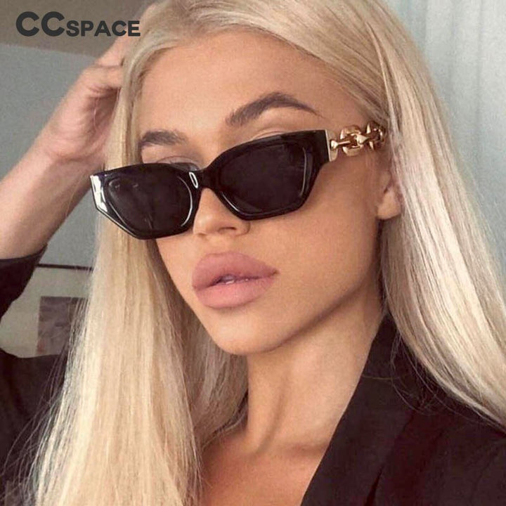 CCSpace Women's Full Rim Oversized Cat Eye Resin Chain Leg Frame Sunglasses 53235 Sunglasses CCspace Sunglasses   