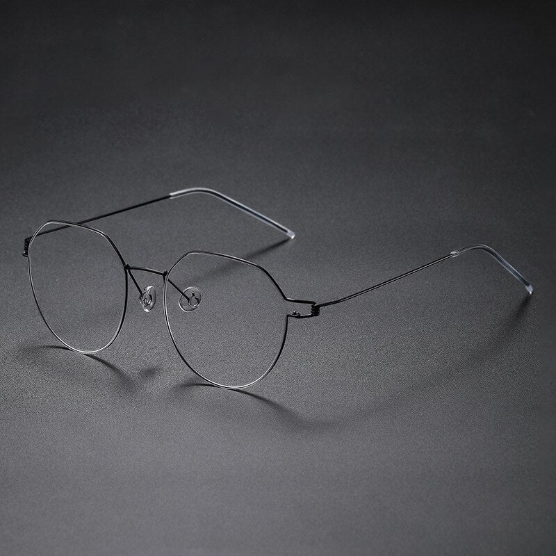 Gatenac Full Rim Round Titanium Alloy Screwless Frame Eyeglasses Gxyj679 Full Rim Gatenac Black  
