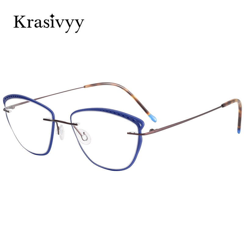 Krasivyy Women's Full Rim Oval Cat Eye Acetate Titanium Eyeglasses Ls09 Full Rim Krasivyy   