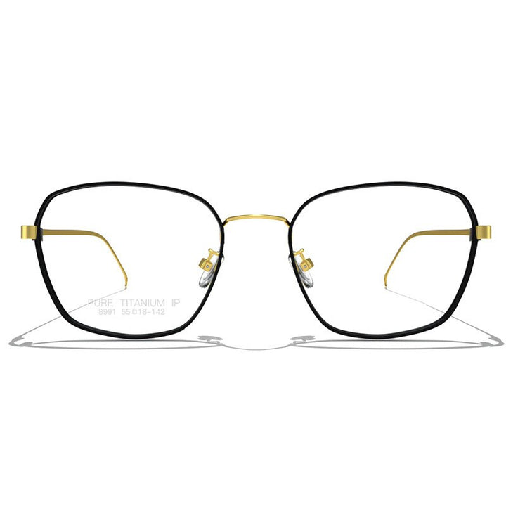 Muzz Men's Full Rim Square Titanium Frame Eyeglasses 8991 Full Rim Muzz   