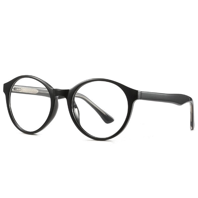 Unisex Round Eyeglasses Acetate Frame 2007 Frame Chashma Bright Black  