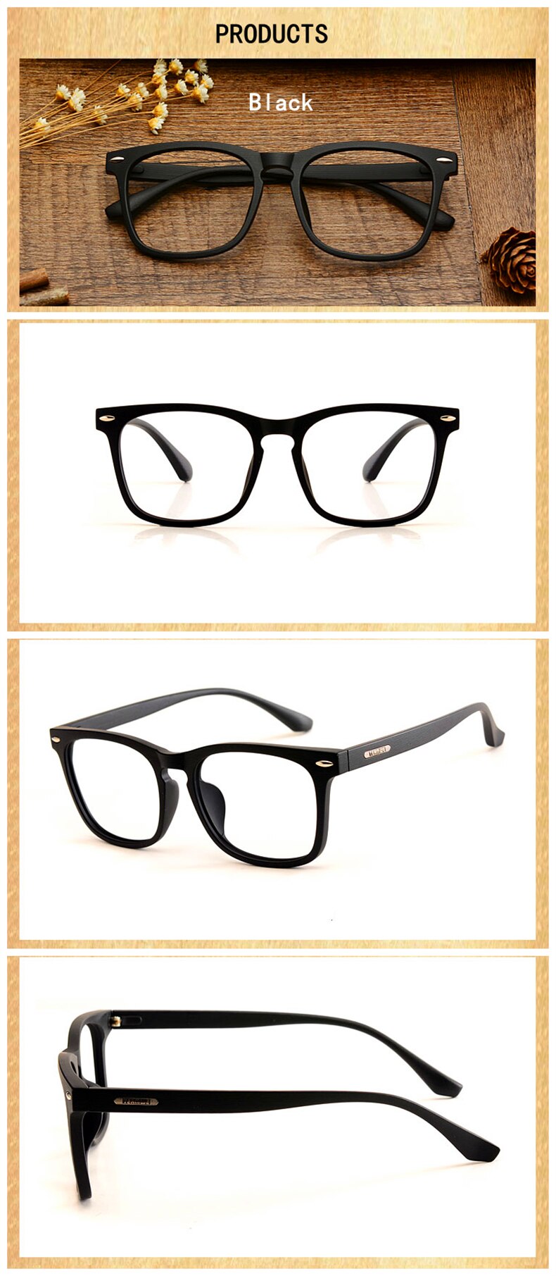 Yimaruili Unisex Full Rim Imitation Wood Resin Frame Eyeglasses 98028 Full Rim Yimaruili Eyeglasses   