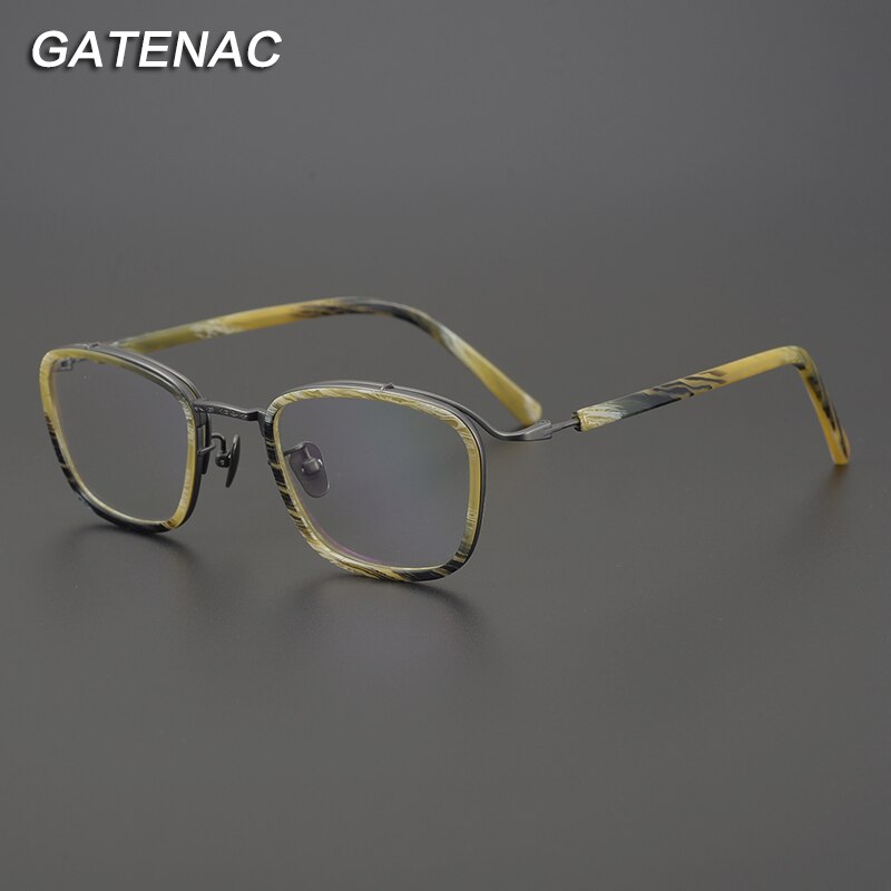 Gatenac Unisex Full Rim Square Acetate Frame Eyeglasses Gxyj699 Full Rim Gatenac   
