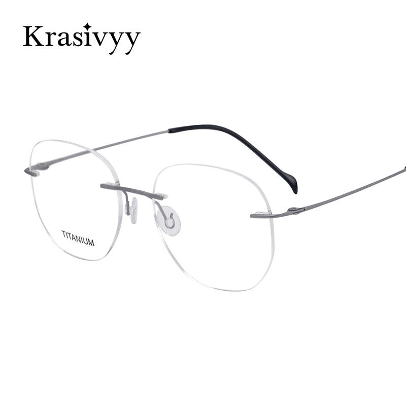 Krasivyy Unisex Rimless Irregular Round Screwless Titanium Eyeglasses Kr5010 Rimless Krasivyy   