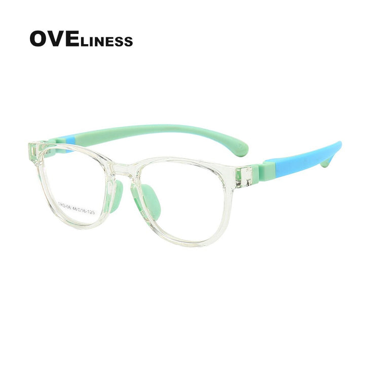 Oveliness Unisex Children's Full Rim Square Round Tr 90 Titanium Eyeglasses Olp06 Full Rim Oveliness C10  