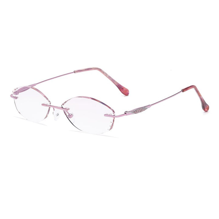 Women's Eyeglasses 3304 Titanium Rimless Diamond Trimmed Rimless Zirosat purple  