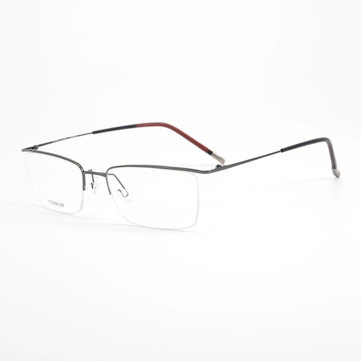 Bclear Men's Eyeglasses Pure Titanium Half Rim Ultra-Light Slim Hl5502 Semi Rim Bclear gray  