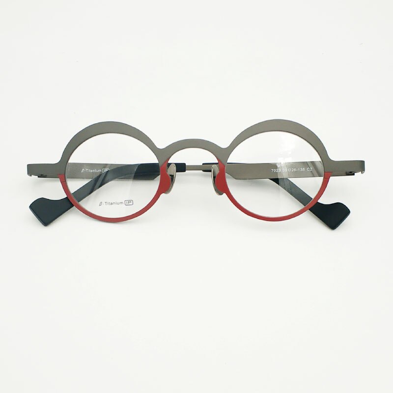Yujo Unisex Full Rim Round Eyeglasses Titanium 7023 Full Rim Yujo   