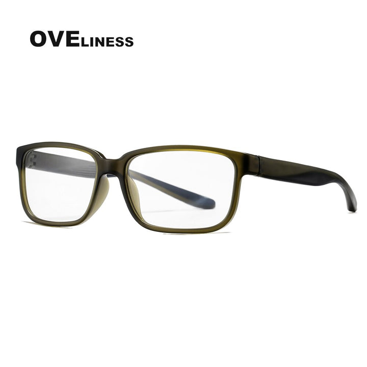 Oveliness Men's Full Rim Square Tr 90 Titanium Eyeglasses 7102 Full Rim Oveliness green blue  
