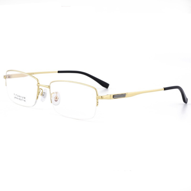 Men's  Half Rim Titanium Frame Eyeglasses Lr7818 Semi Rim Bclear Gold  