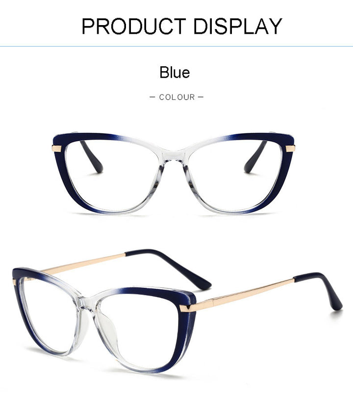 Hotony Unisex Full Rim Cat Eye Alloy Acetate Frame Spring Hinge Eyeglasses 32014 Full Rim Hotony   