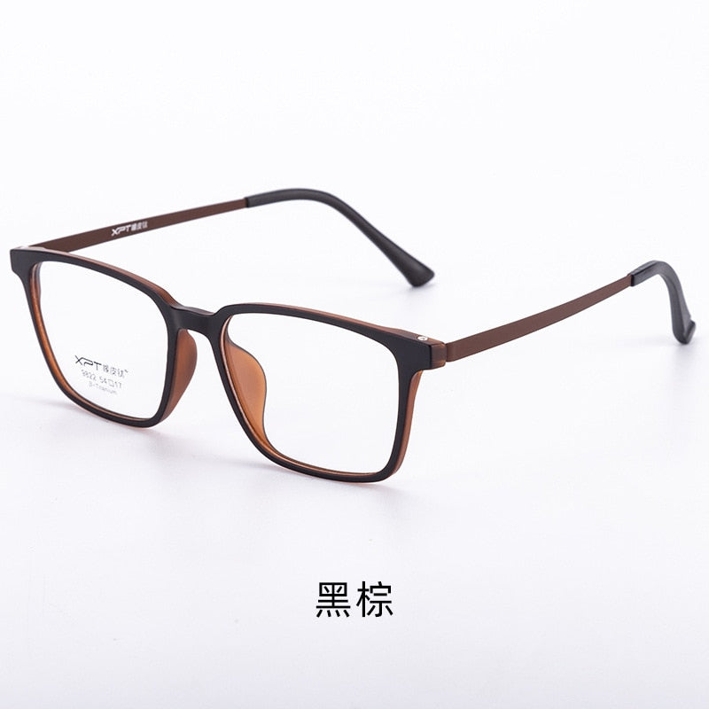 Unisex Full Rim Square Plastic Titanium Frame Eyeglasses Yy9822 Full Rim Bclear Black brown  