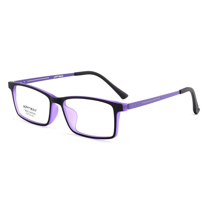 Unisex Full Rim Acetate Titanium Frame Eyeglasses Sc9826 Full Rim Bclear Black purple  