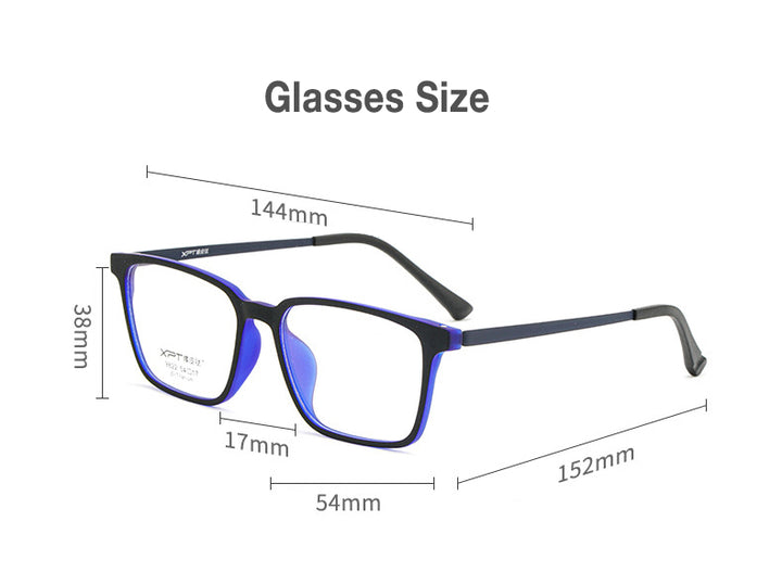 Hotony Unisex Full Rim Square TR 90 Resin B Titanium Frame Eyeglasses Full Rim Hotony   